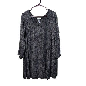 CATHERINES Shirt Sz 3X 26/28W Heathered Gray 3/4 Sleeve Pullover Comfort Casual